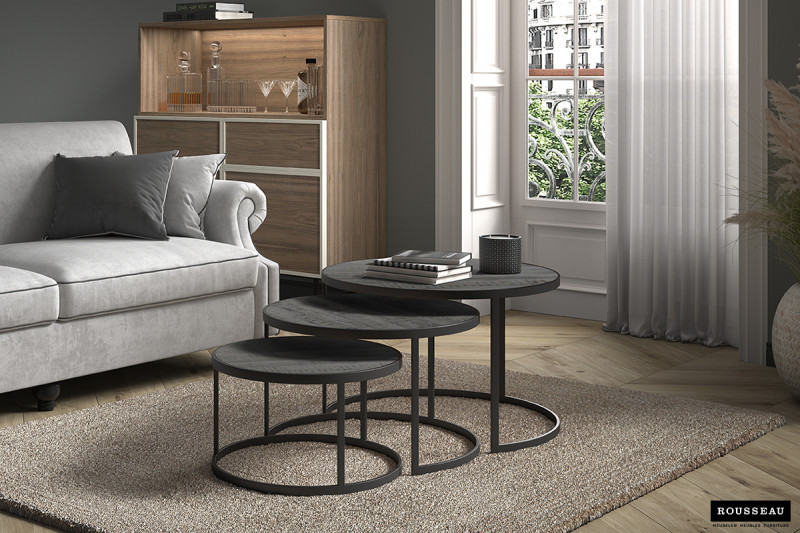 SET DE TABLES DE SALON LENNOX MEUBLES VRIJENS NOIR