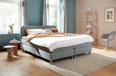 Polypreen boxspring Mood met matras en topper grijs