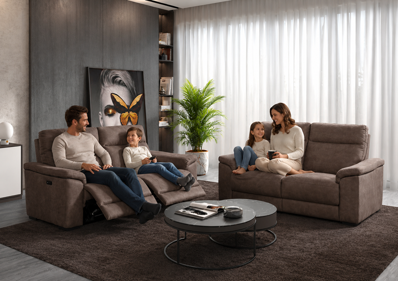 SALON 3+2 MIRABEL MEUBLES VRIJENS MICROFIBRE ANTHRACITE